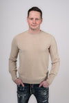 Pánský kašmírový svetr s kulatým výstřihem ORGANIC béžový - JUSTLOVE