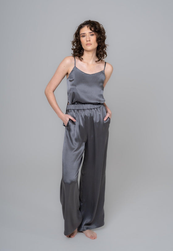 Haute Couture LTD: Hedvábný ne/pyžamový top GODDESS šedý - JUSTLOVE