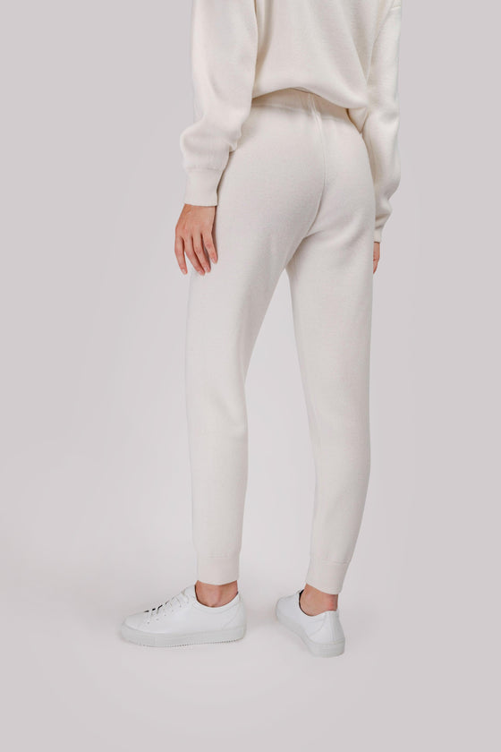 Kašmírové minimalistické kalhoty FOGO offwhite - JUSTLOVE