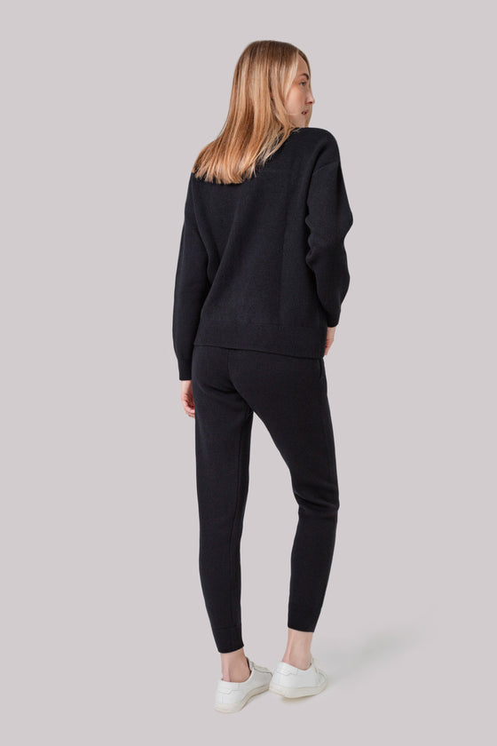Kašmírové minimalistické kalhoty FOGO černé - JUSTLOVE