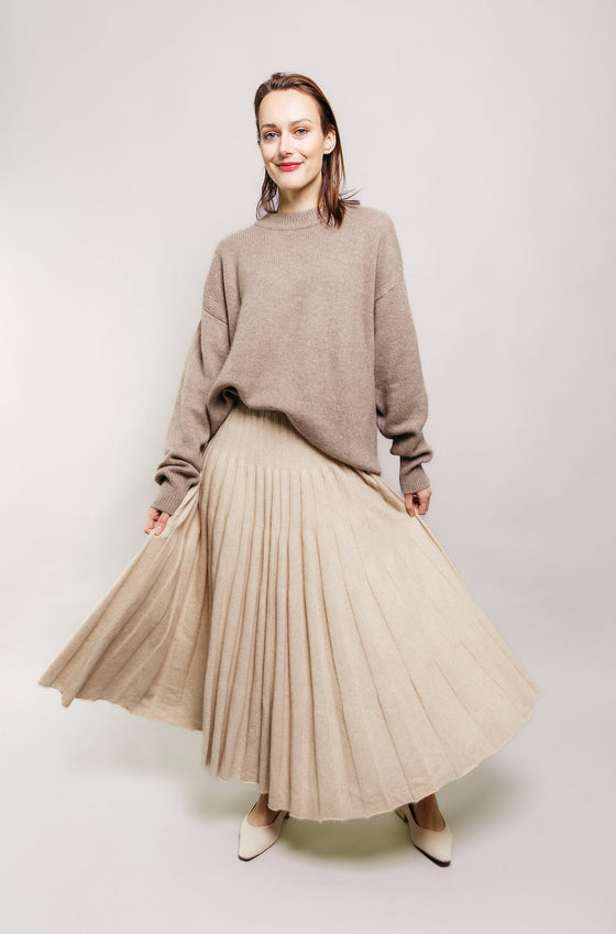 Cashmere pleated skirt ORGANIC beige